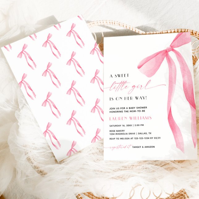 Douce Invitation Rose Pâle avec Nœud Papillon pour (Créateur téléchargé)