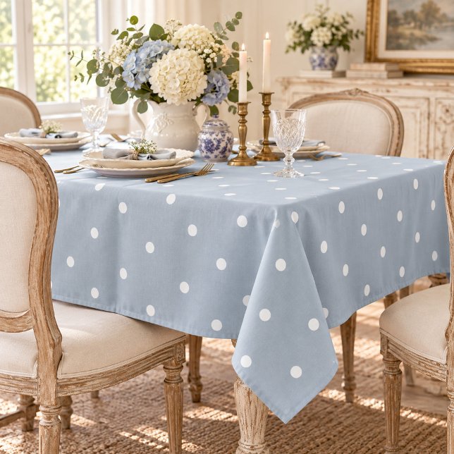Douce Nappe Vintage à pois Bleu Blanc  (Créateur téléchargé)