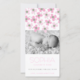 Douce Poireaux rose Faire-part de naissance bébé f