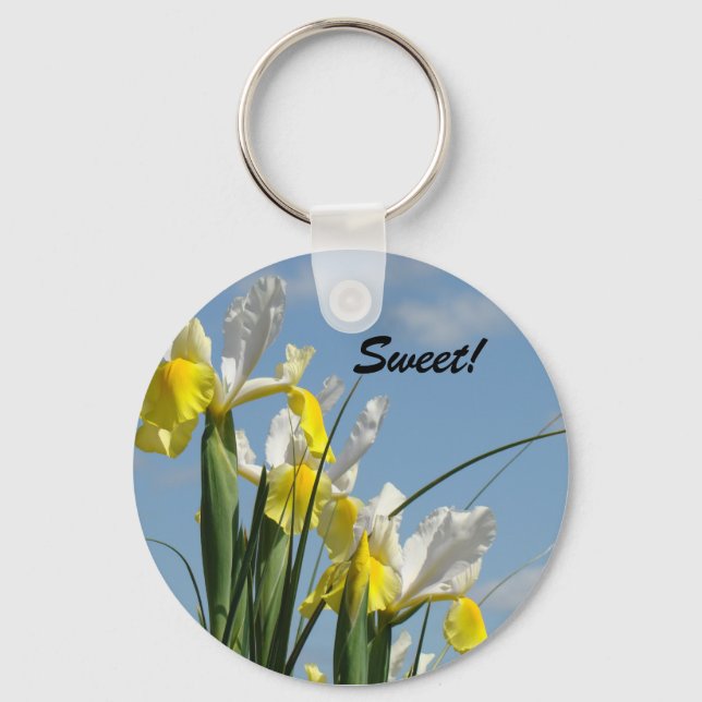 Douce ! porte-clés Fleurs d'Iris Ciel Bleu Printem (Recto)