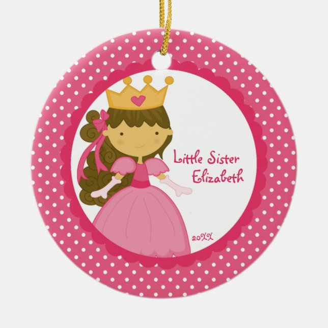 Douce Princesse  Petit Soeur Ornement de Noël (Devant)