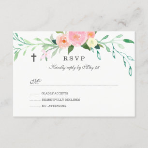 Douce RSVP de baptême floral