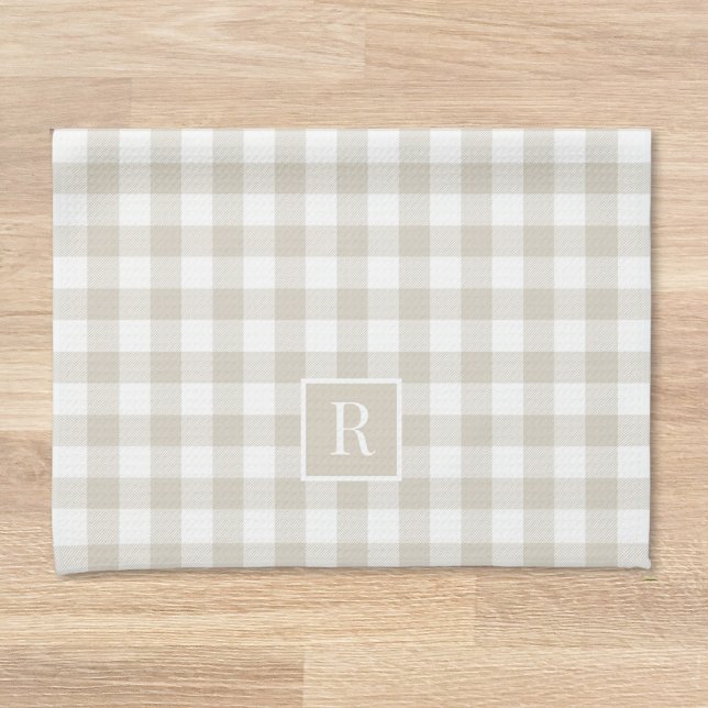 Douce serviette personnalisée à carreaux buff beig (Créateur téléchargé)