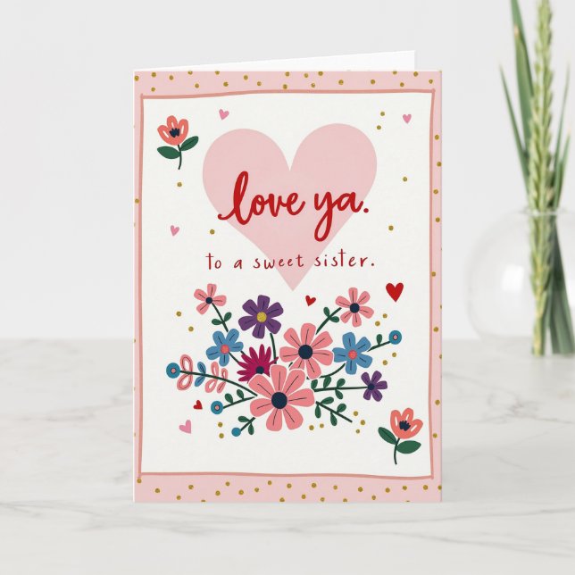 Douce Soeur Carte Fleurie d'Amour (Devant)
