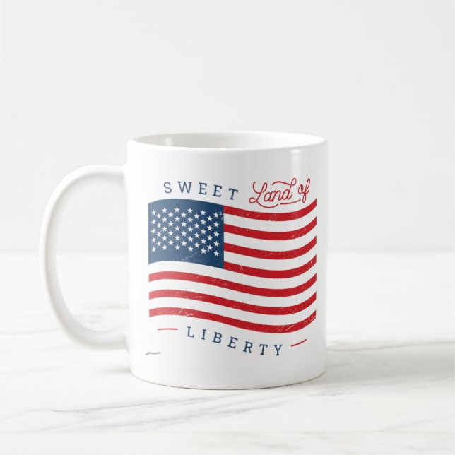 Douce Terre de Liberté Mug de Café Patriotique (Gauche)