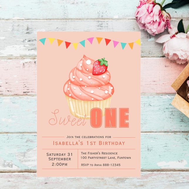 Douce UNE, invitation cupcake pour la fête du 1er  (Créateur téléchargé)