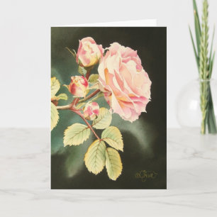 Doucement carte de voeux de rose de rose