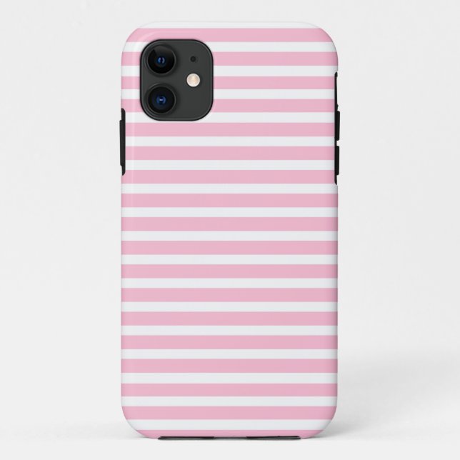Doucement rose et blanc barre le coque iphone (Dos)
