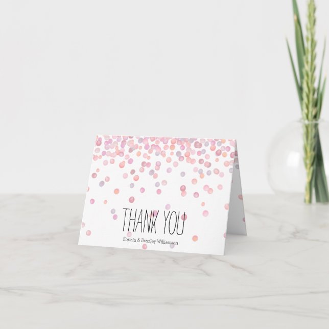 Douces Merci points de confettis rose aquarelle (Devant)