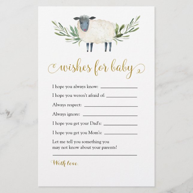 Douces petites agneaux verdure voeux pour bébé (Devant)