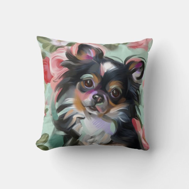 'Douceur' Chihuahua coussin d'art pour chien (Recto)