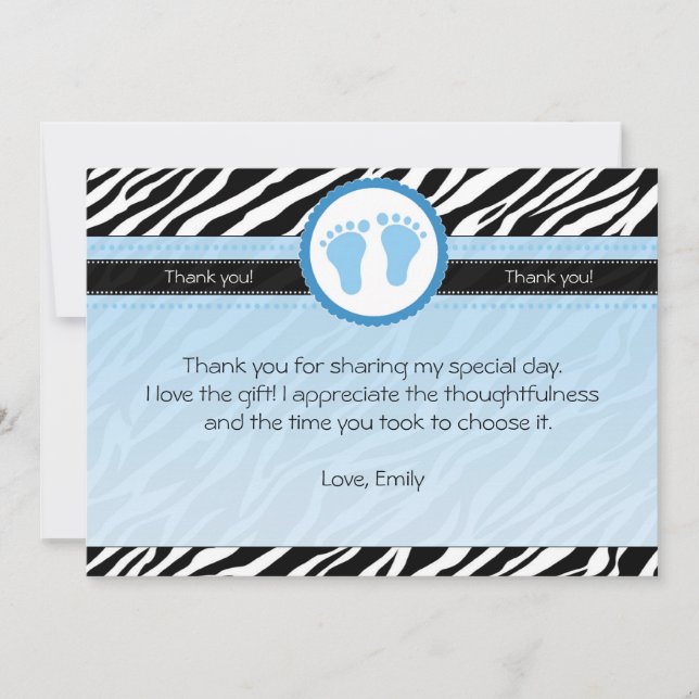 Douche de bébé de carte de remerciements de zèbre (Devant)