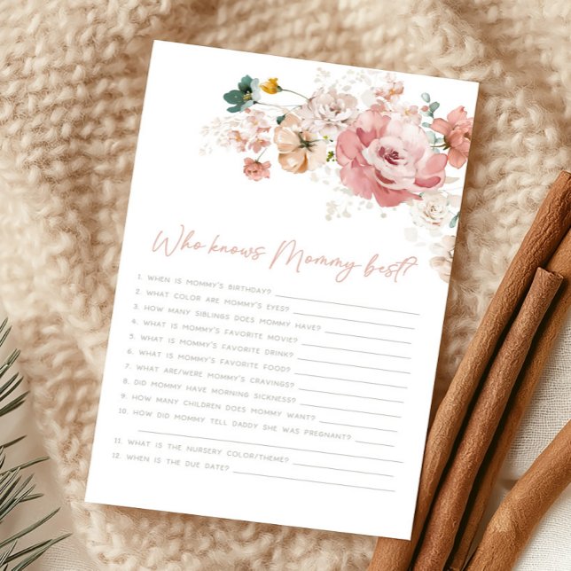 Douche de Fleurs Sauvages de Printemps Qui Connaît (Wildflower Baby Shower Game)