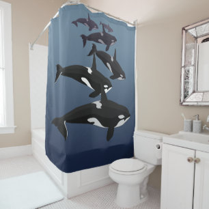 Douche Décor de Bath d'art de baleine de rideaux en