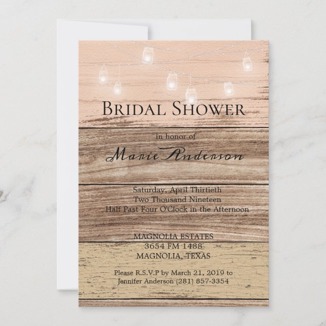 Douche en Bois Rose Rustique et Lanternes (Devant)