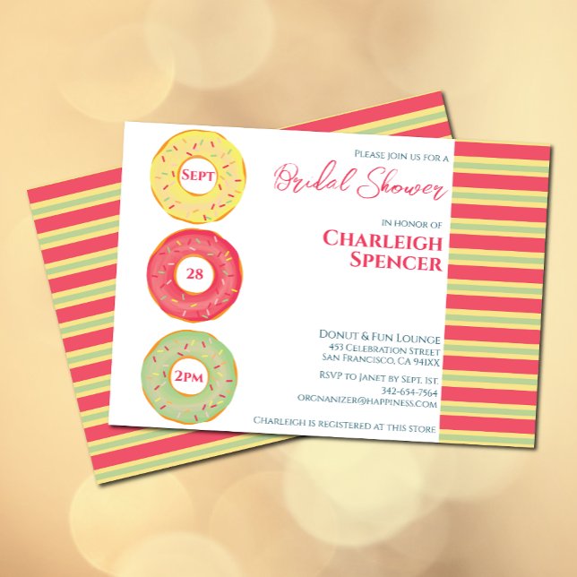 Douche nuptiale à thème Donut Invitation (Bridal shower invitation with donut elements)