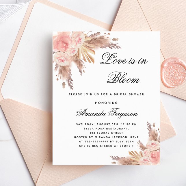 Douche nuptiale amour fleurir invitation budgétair (Créateur téléchargé)