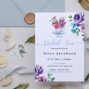 douche nuptiale bleu poussiéreux, invitation à thé