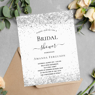 Douche nuptiale budget blanc argenté invitation