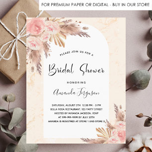 Douche nuptiale budget boho pampas herbe or rose