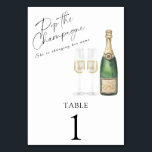 Douche nuptiale Champagne - numéro de table mariag<br><div class="desc">Aquarelle bouteille de champagne élégante avec deux verres de champagne et texte "Pop le champagne. Elle change de nom."</div>