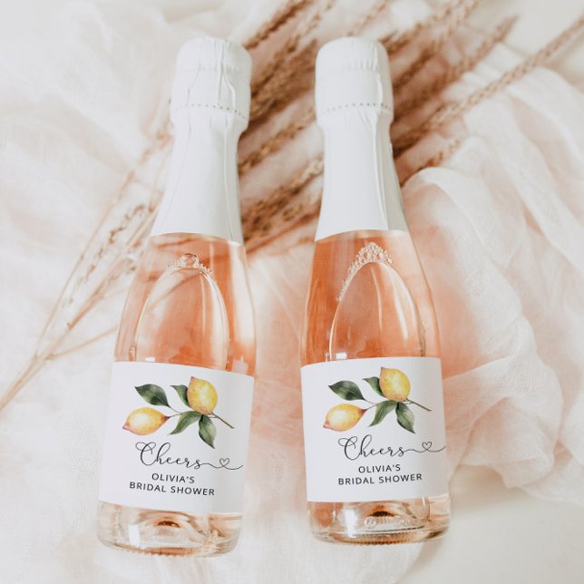 Douche nuptiale citron étiquette à vin pétillant (Créateur téléchargé)