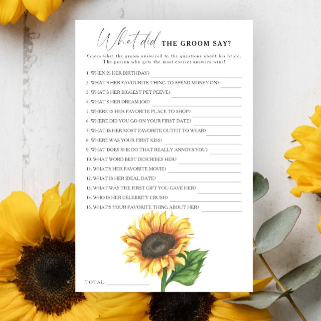 Douche nuptiale de tournesol Que disait le marié (Créateur téléchargé)