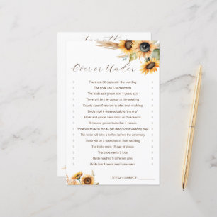 Douche nuptiale des tournesols au-dessus ou en des