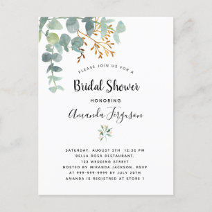 Douche nuptiale Eucalyptus invitation verdure