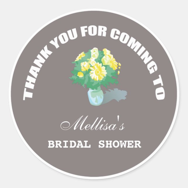 Douche nuptiale merci stickers marron. (Devant)
