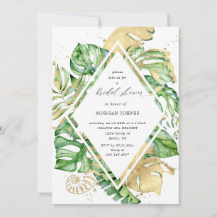 douche nuptiale or feuillage tropical Invitation