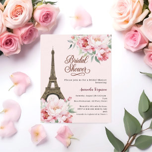 Douche nuptiale Paris Tour Eiffel invitation rose
