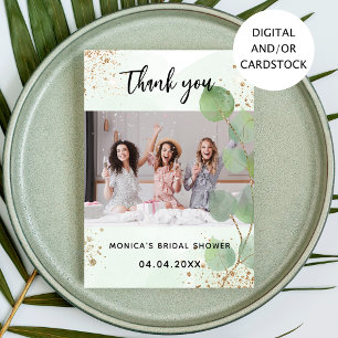 Douche nuptiale photo eucalyptus carte de remercie