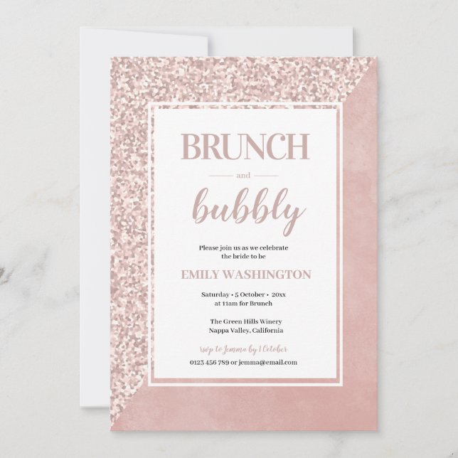 Douche nuptiale rose Brunch & Bubbly Invitation (Devant)