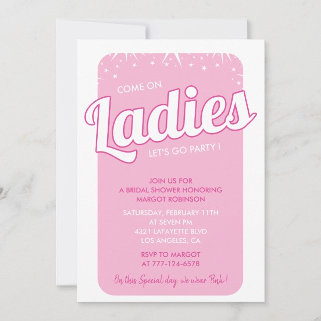 Douche nuptiale rose chaud invitation girly coloré (Devant)