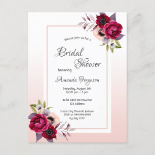 Douche nuptiale rose or fleurs invitation