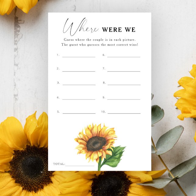 Douche nuptiale tournesol Où étions-nous jeu (Créateur téléchargé)