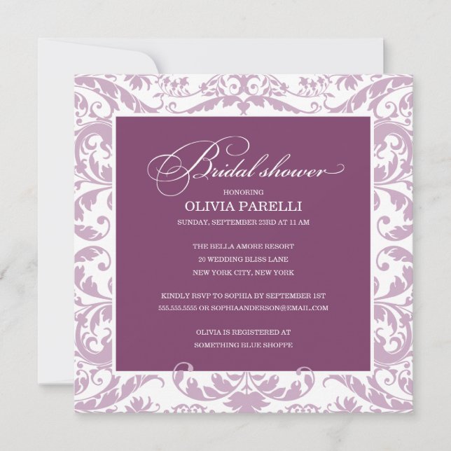 DOUCHE PLUM & LILAC| INVITATION FÊTE DE L'MARIÉE (Devant)