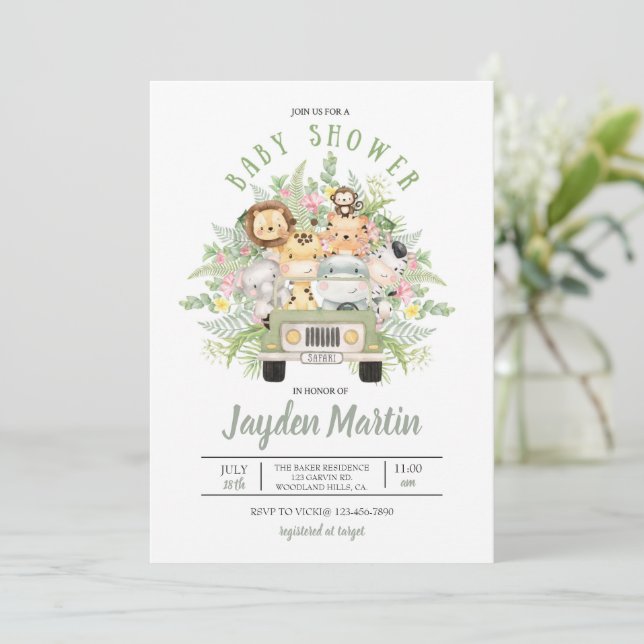 DOUCHE POUR ANIMAL SAFARI, BABY SHOWER, DOUCHE POU (Debout devant)