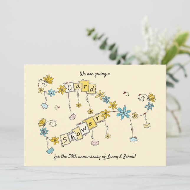 Douche pour carte Anniversaire d'or (Debout devant)