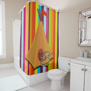 Douche rideau bande colorée Camping serpent