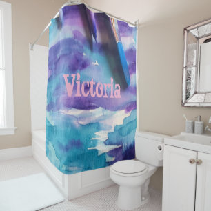 Douche Rideau Eau Couleur Bleu