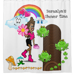 Douche Rideau Grenouille champignon, Arc-en-ciel F