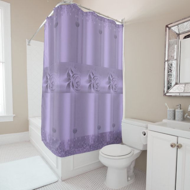 Douche rideau Parties scintillant violet goutte (En situation)