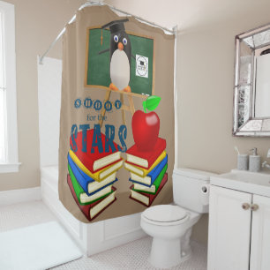Douche rideau Penguin School Books Apple