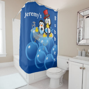 Douche Rideau Pingouin Bulles Canards Jaunes