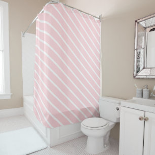 Douche rideau rayé rose et blanc