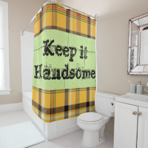 Douche rideau vert Jaune Plaid
