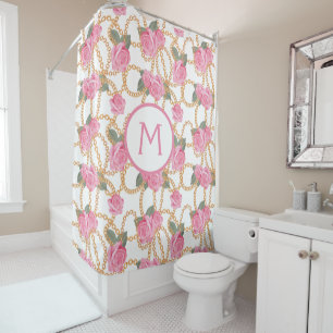 Douche Rideaux De Bain De Luxe - Chaînes De Luxe Roses Ro