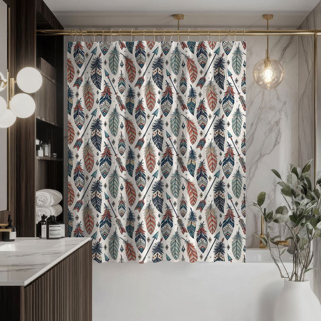 Douche Rideaux Tribaux à Flèches Accent de Salle de Bain  (Tribal Arrows Curtain Rustic Ethnic Bath Accent)